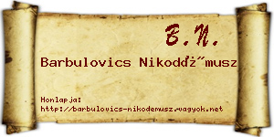 Barbulovics Nikodémusz névjegykártya